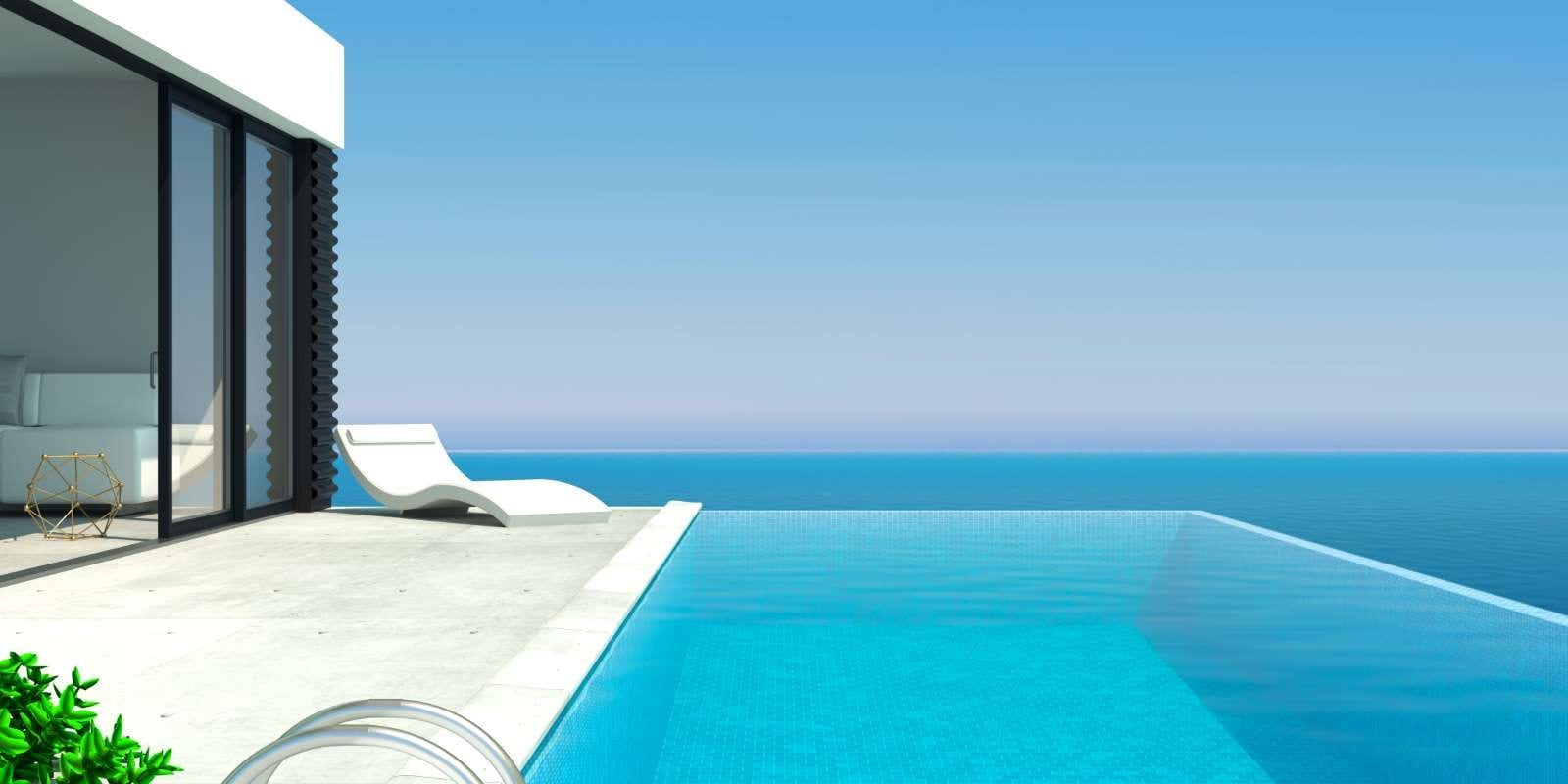 Pool service in a drought-regulated region — close-up of pool water surface during a season of restricted refill and water-use rules