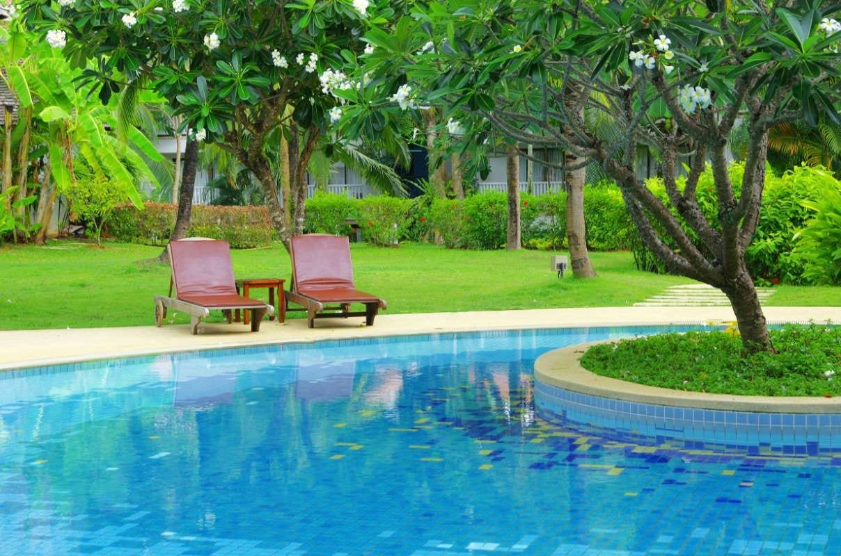Thailand pool with calm water and tropical surroundings