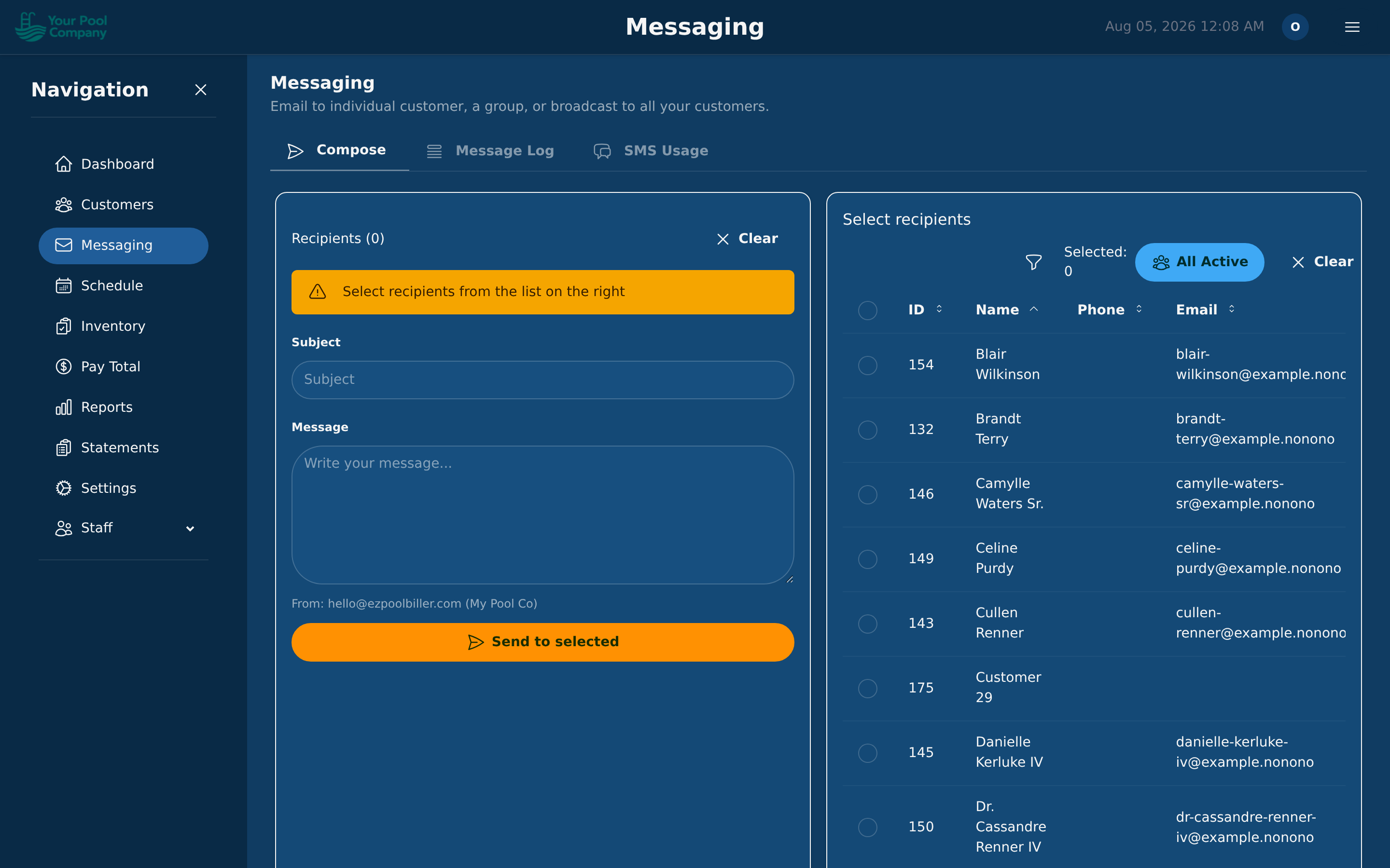 Writing a message to a customer